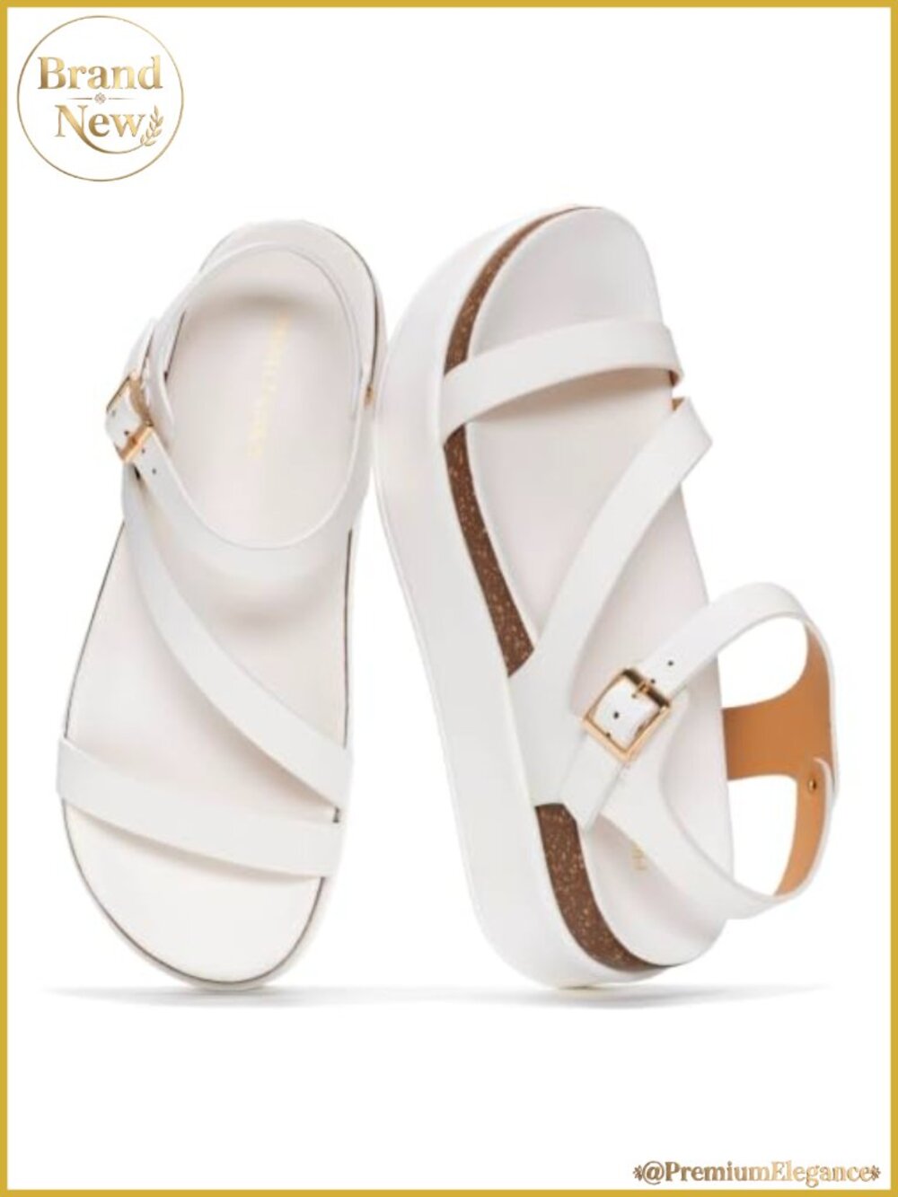 Project Cloud Platform Sandals Adjustable Ankle Strap Leather Women